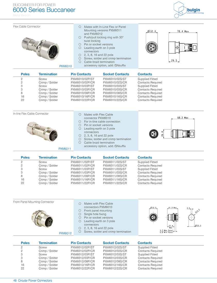 直插式線(xiàn)纜連接器PXP6011選型